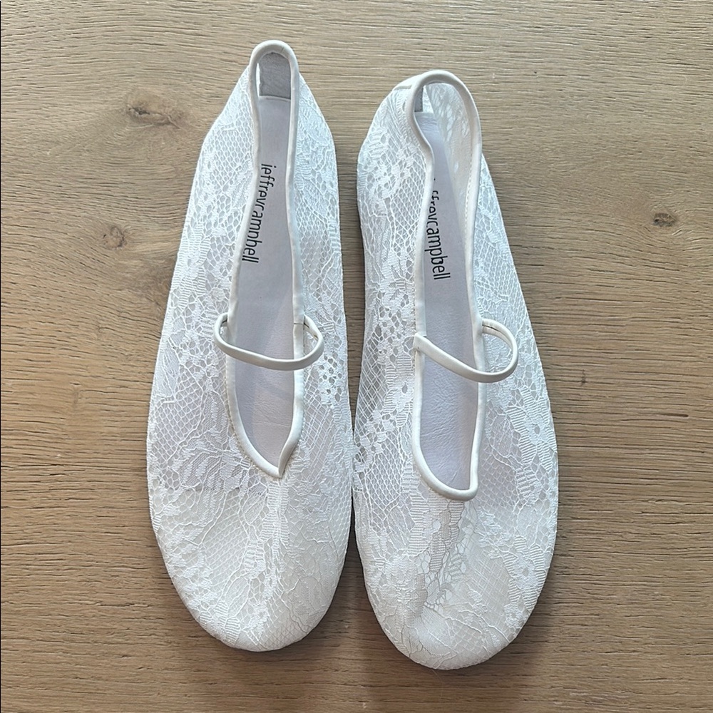 Jeffrey Campbell Swan Lake White Lace Women's Ballet Flat